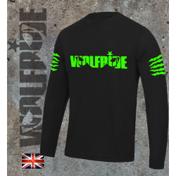 Long sleeve performance bike jersey / top with wolfride logo Flouro green Long sleeve performance bike jersey / top with wolfride logo Flouro green