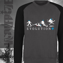 Evolution of Skiing baseball sweater Evolution of Skiing baseball sweater